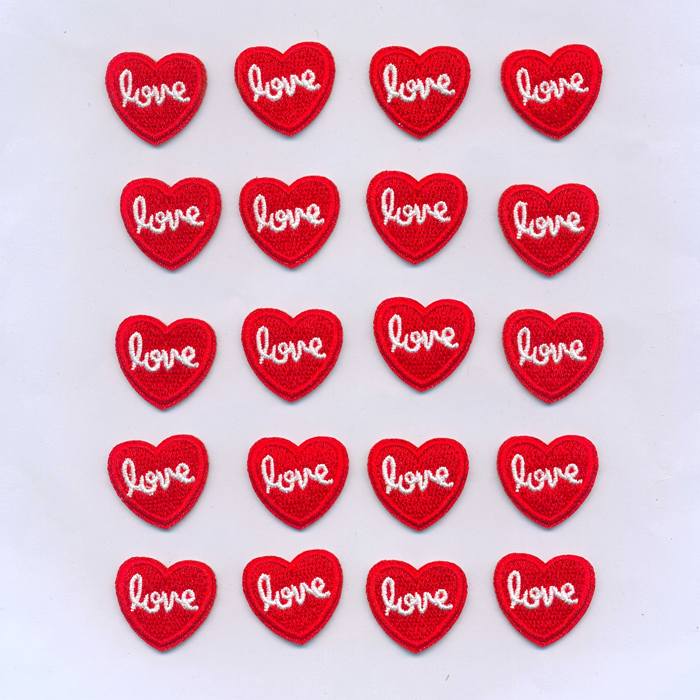 TEMU 20pcs Love Embroidery Red Heart Diy Ironing/sewing Decoration, Suitable For Clothing, Bags, Shoes, Hats, Home Decoration, Valentine's Day Crafts