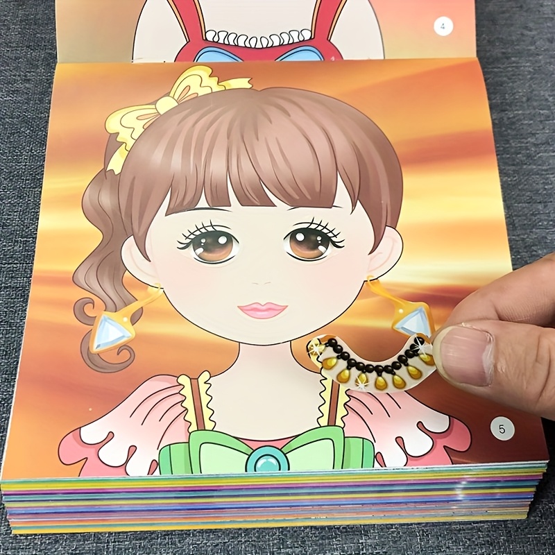 Educational DIY Princess Sticker Activity Book - Magic Dress Up Stickers Set for Toddler Girls Age 3+, Creative Craft Activity Gift, Birthday Party Favors Chinese Version