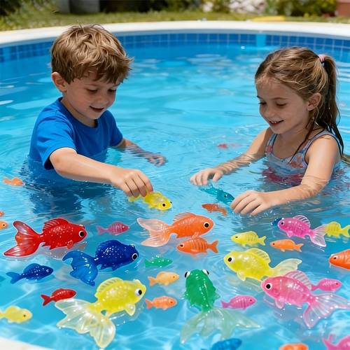 10/25 stuks drijvend plastic goudvis speelgoed in willekeurige kleuren, geschikt voor binnen- en buitenwaterspellen, kinderfeestartikelen, met heldere kleuren en comfortabele textuur, (kleuren en ontwerpen zijn willekeurig)