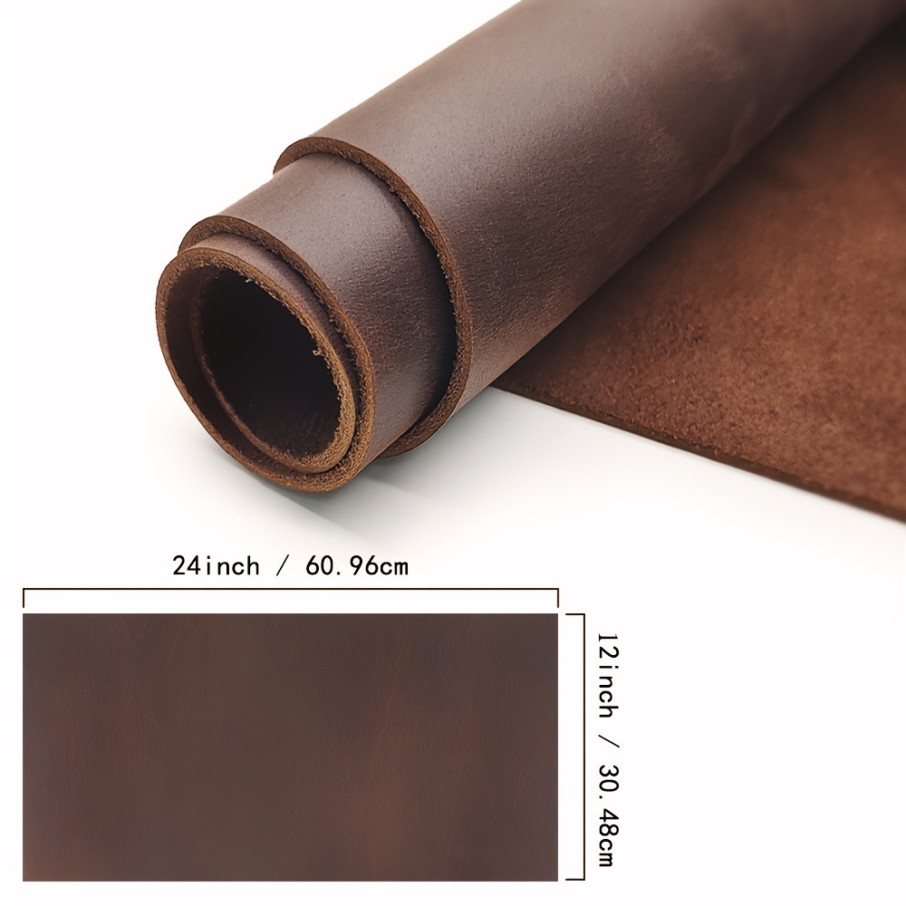 TEMU Oil Tanned Cowhide Sheet - 1.8-2.1mm Thick For Diy Crafts, Sewing, Wallet Making & Hobby - Genuine Material