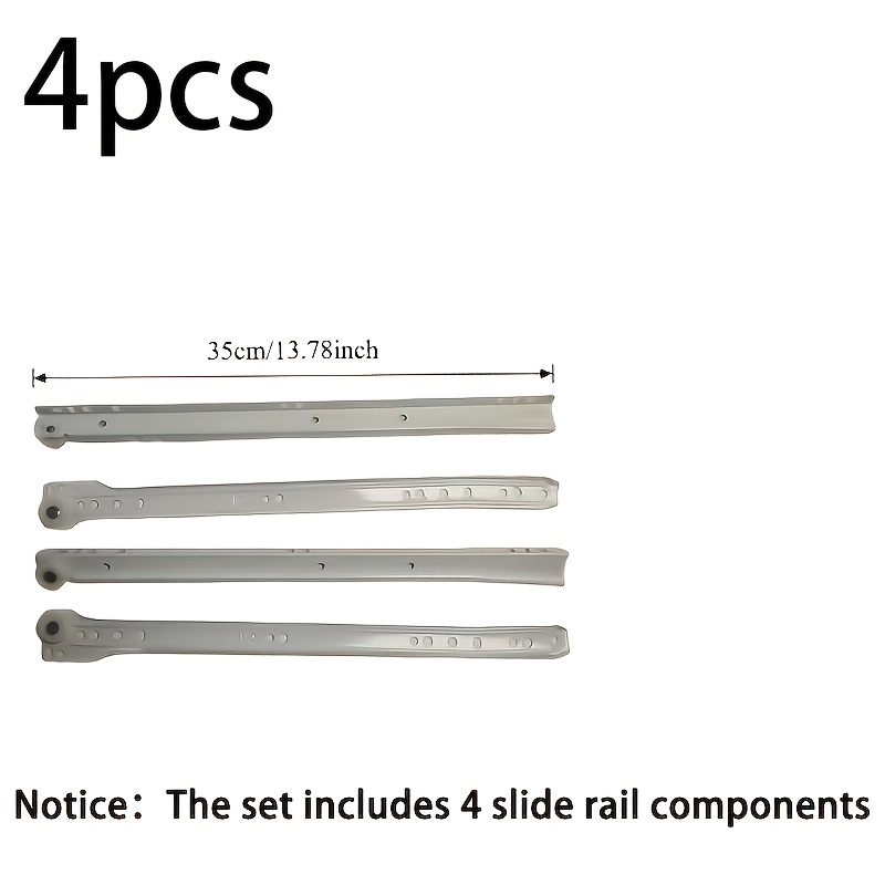 TEMU 4pcs Heavy-duty White Metal Drawer Slide With Self-locking Rollers - Complete 2-section Sliding Suitable For Wood Drawers & Office Furniture, 50