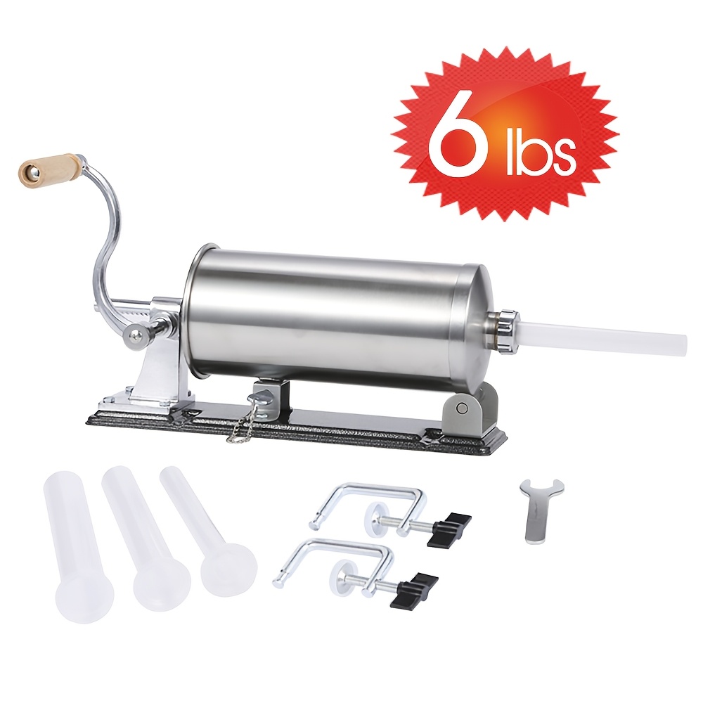 Cross-border New, 1 Set Of 6 , Stainless Steel Horizontal Manual Sausage Machine 3l Home-made Sausage Machine Convenient And Fast