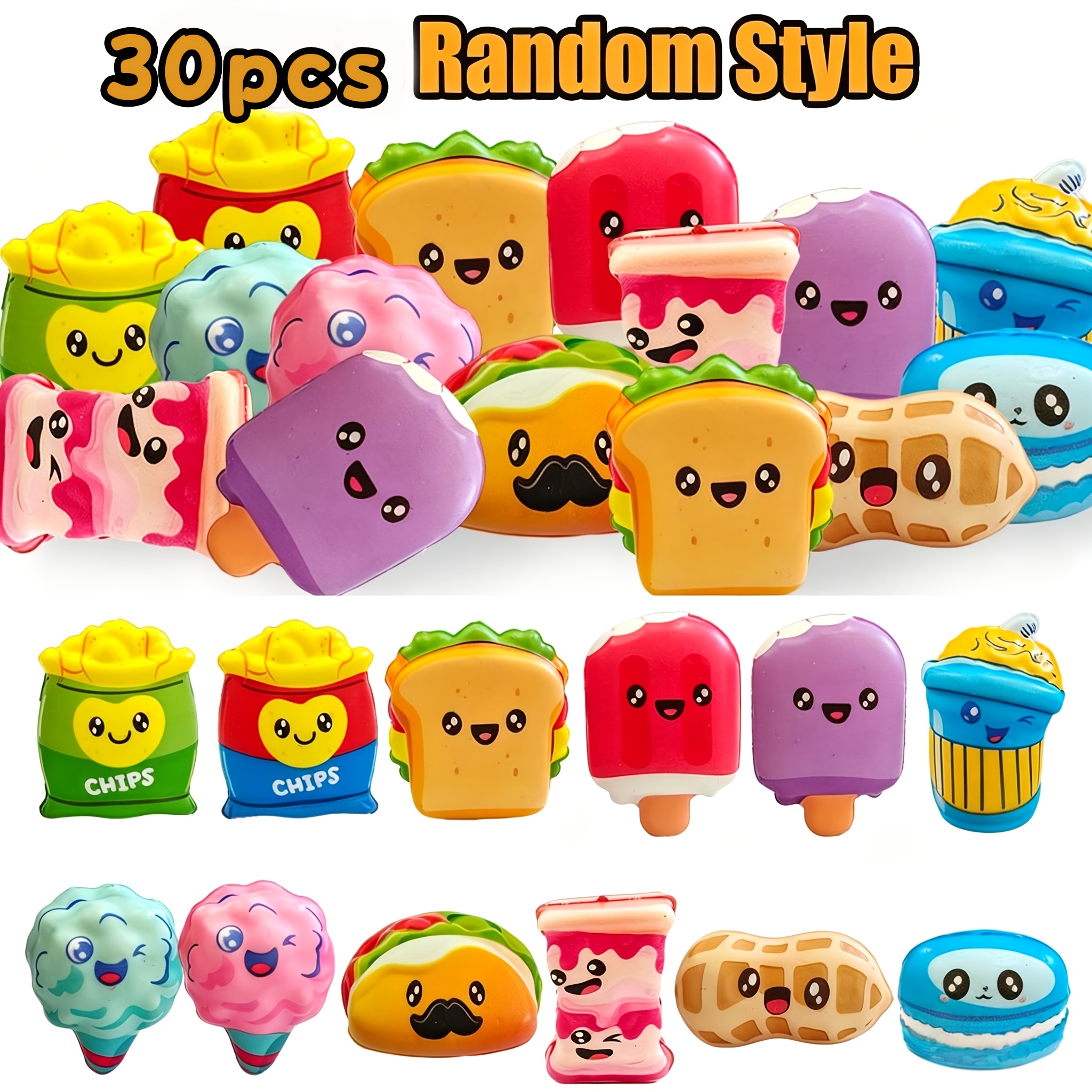 Image of 30pcs Peanut-shaped Squeeze Suitable For , Multicolor Dessert-themed Sensory With Random Styles, Party Favors For Birthday Classroom Rewards, Back-to-school Gifts, Peanut-shaped Collectibles For Kids