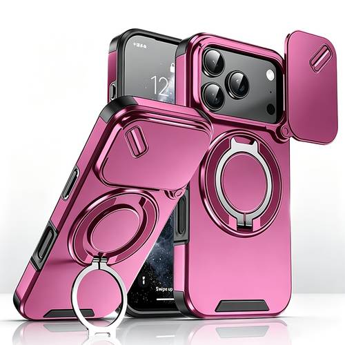 phone case shockproof phone case with 360 rotating metal multi functional stand suitable for iphone 18 pro max iphone 17 16 15 14 13 12 pro max pro plus and iphone 17 air series with a sliding lens protective cover supports wireless