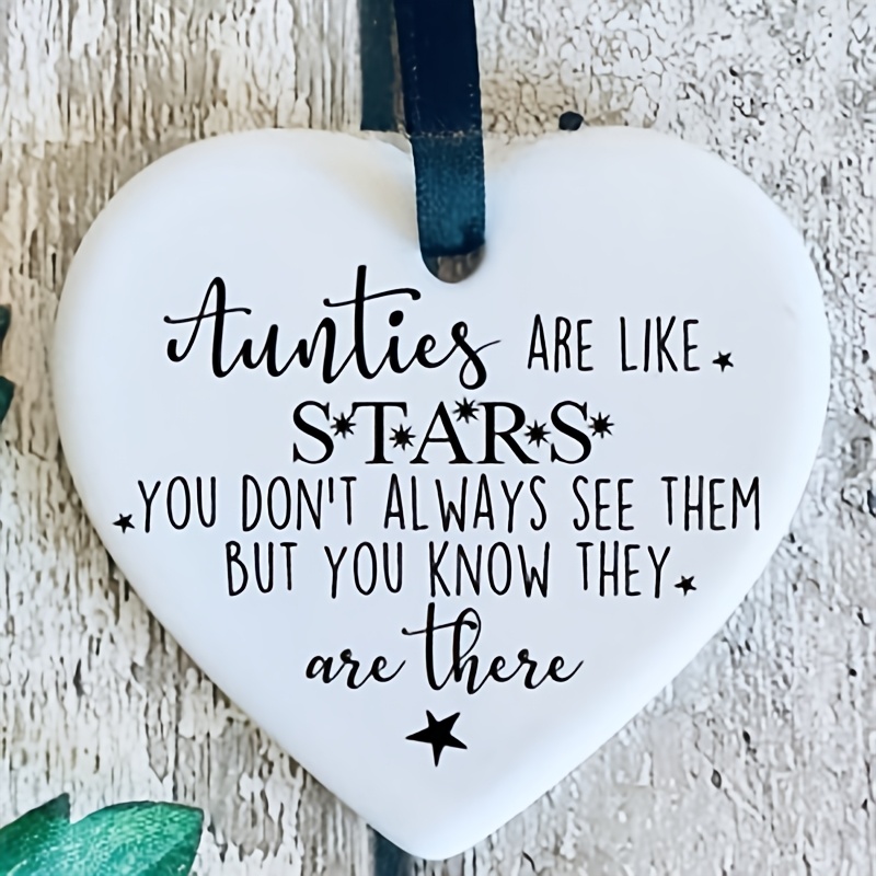 TEMU 2d Flat, 1pc Aunt Hanging Heart Keepsake Gift - Hanging Decoration With Aunt-themed Ornament, Suitable For Christmas/birthday Gift For Grandma,
