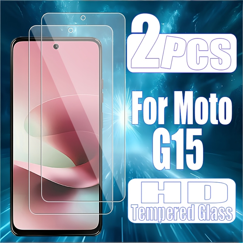 TEMU [2-pack] Case-friendly Screen Protector Suitable For Motorola For Moto G15, Tempered Glass With Full Coverage And Tray
