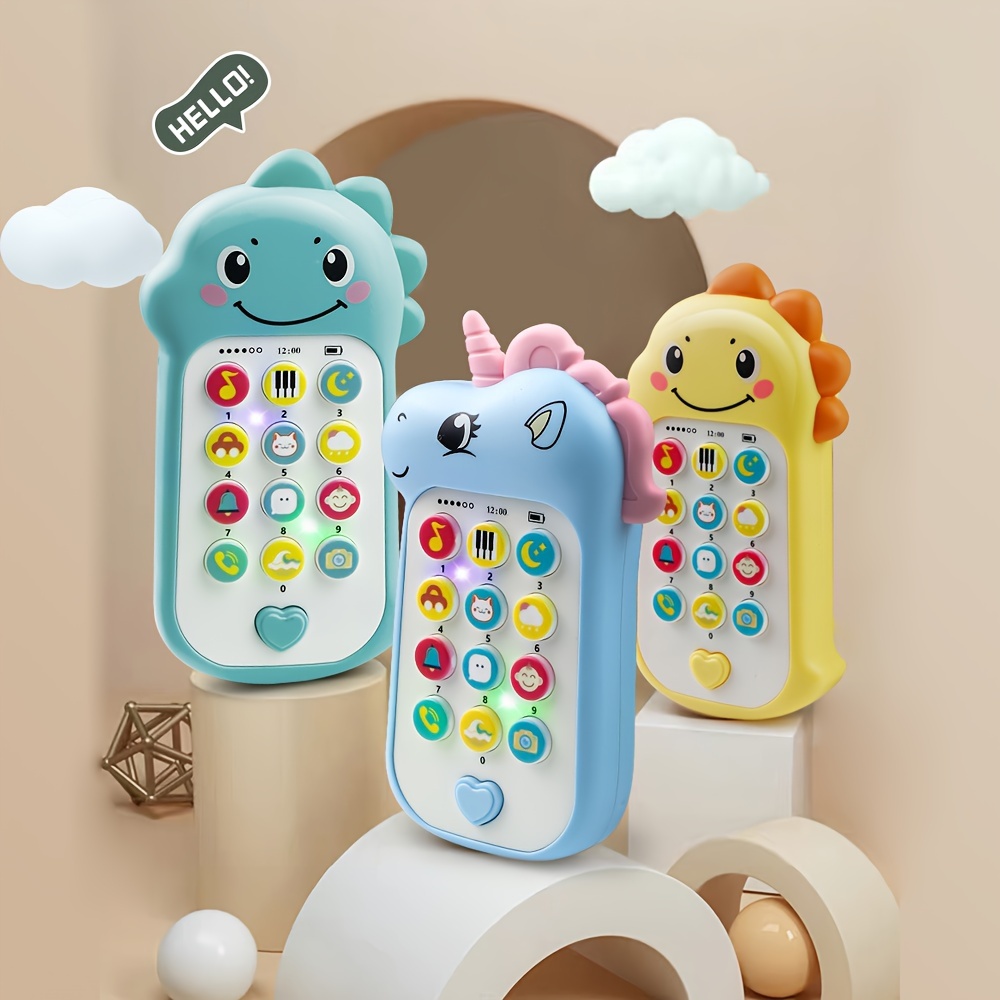 1pc Dinosaur Music Phone Toy with Light And Sound, Baby Early Education Toy, Halloween Christmas Kids Gift, Random Color Shipped