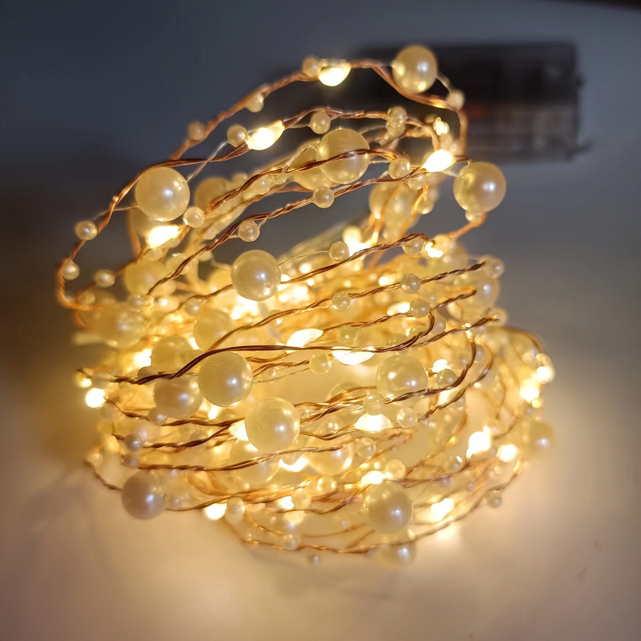 1 stück warmweiße perlen-lichterkette, ideal für weihnachten, valentinstag, hochzeiten, geburtstage partydekoration, innenraum-lichterkette für zuhause, schlafzimmer esszimmer, batteriebetrieben (batterien nicht enthalten),   geschenk für frauen