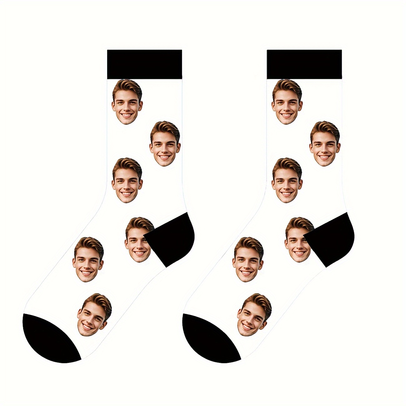 TEMU 1 Pair Of Personalized Custom Face Men's Mid-calf Socks, Custom Photo Personalized Socks For Guys And Beautiful Girls/couples, Fun Custom Photo