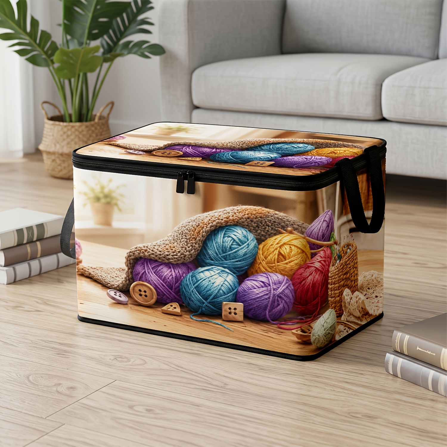 TEMU 1pc Tool Printed Non-woven Storage Box, Foldable Body For Convenient Idle Storage, Zippered Lid For Easy Full Opening, Storage Box With Lid Soft