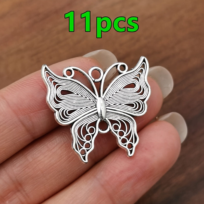 TEMU 11pcs Retro Hollow Pendant, Women's Fashion Charm, Handmade Necklace, Earrings, Bracelet, Anklet Additions, Bohemian Style, Jewelry Making Charm