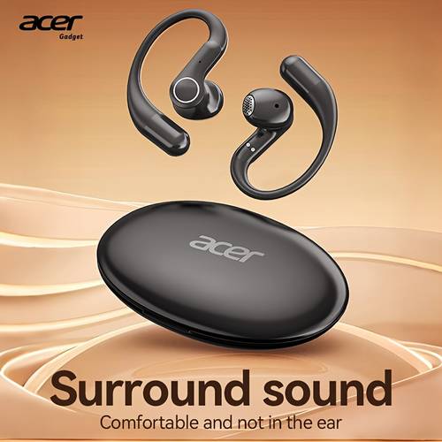 item picture true wireless earbuds with microphone tws semi in ear headphones with enc noise cancellation touch volume wireless sports earhooks led display charging case half open back hd talk compatible with mobile phones rechargeable battery type c charging suitable for video game themes
