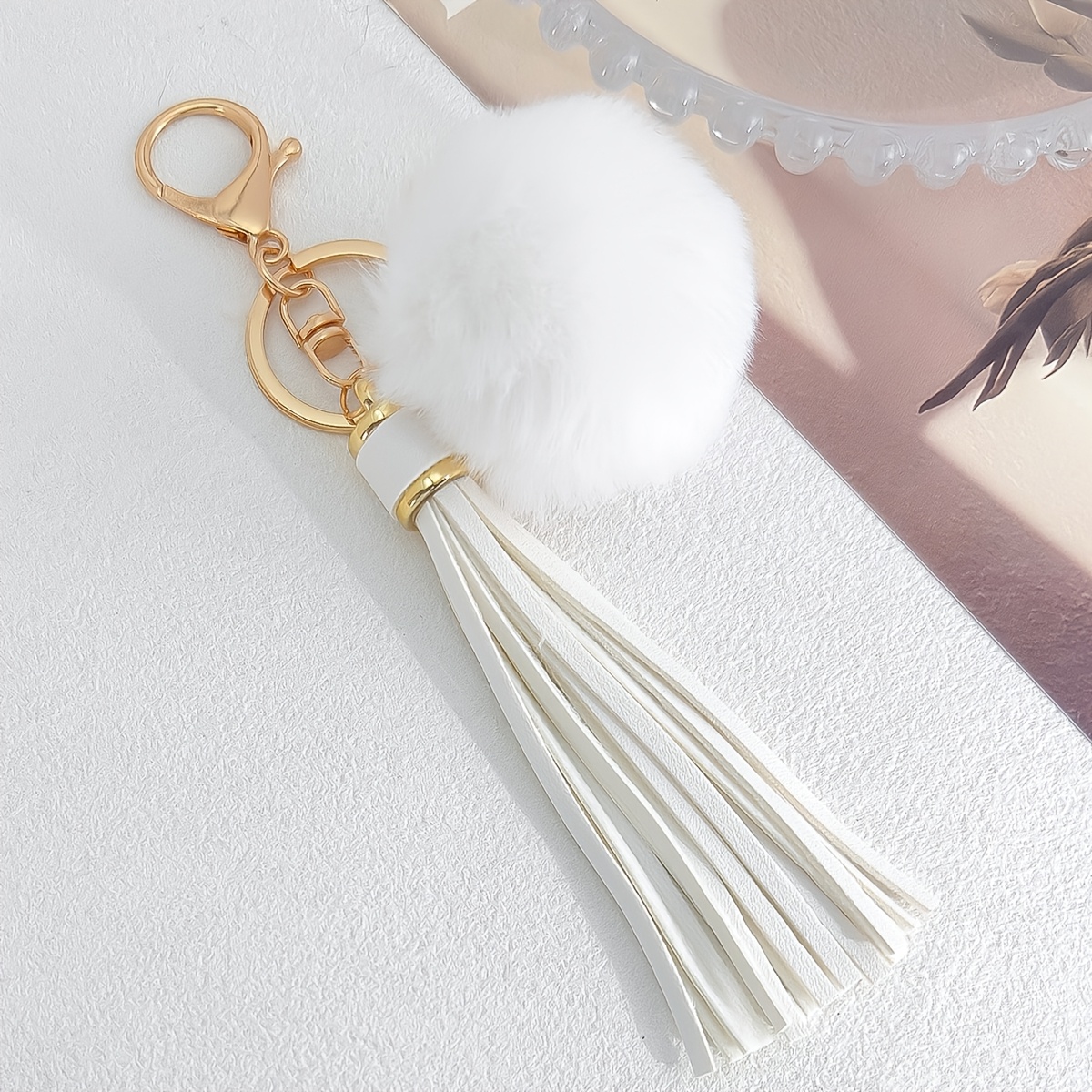 TEMU 1 Llavero de con borlas coloridas / Dije para bolso / Regalo para un ser