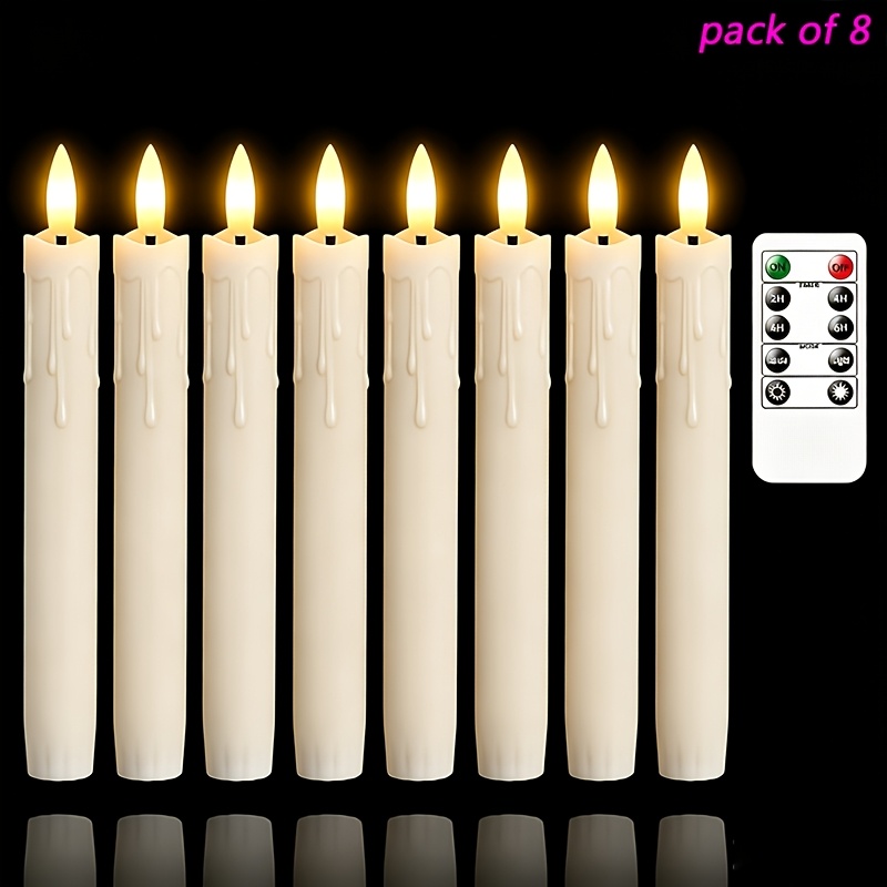 TEMU 8pcs Remote-controlled Flameless Flickering Candles With Timer & Realistic Flame Suitable For Weddings, Christmas,, Candles For Dinner Parties,