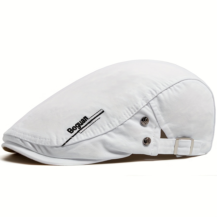 Men Beret Button Embroidery Vintage Berets Women Fashion Flat Visor Hat Casual Cap For 55-59cm Head