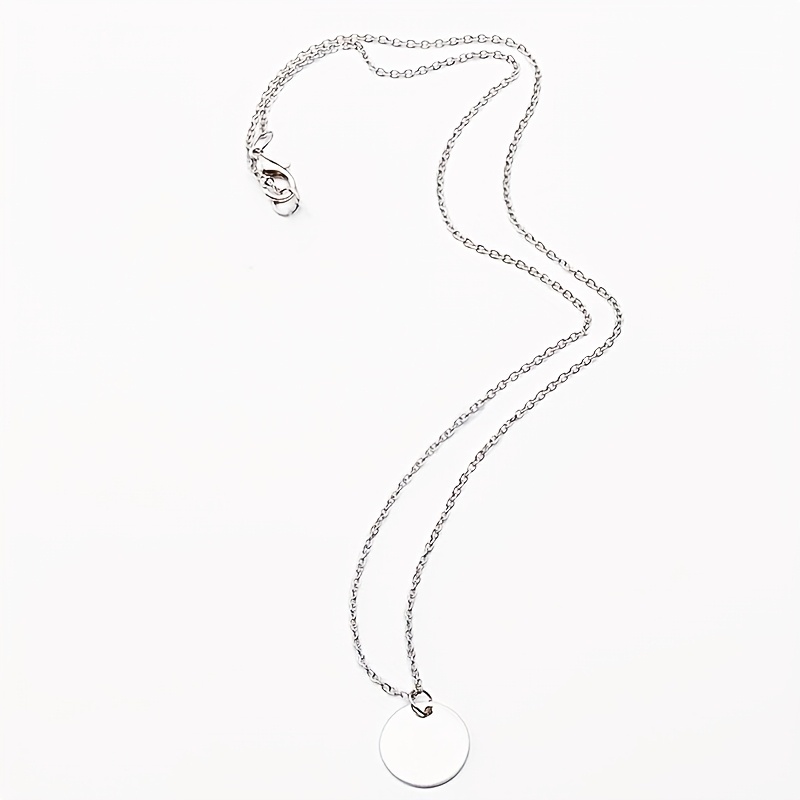 TEMU 1pc Elegante Collana con Pendente Lucido in Stile Minimalista, Catena per Clavicola a Specchio in Acciaio Inossidabile da Donna, Adatta per