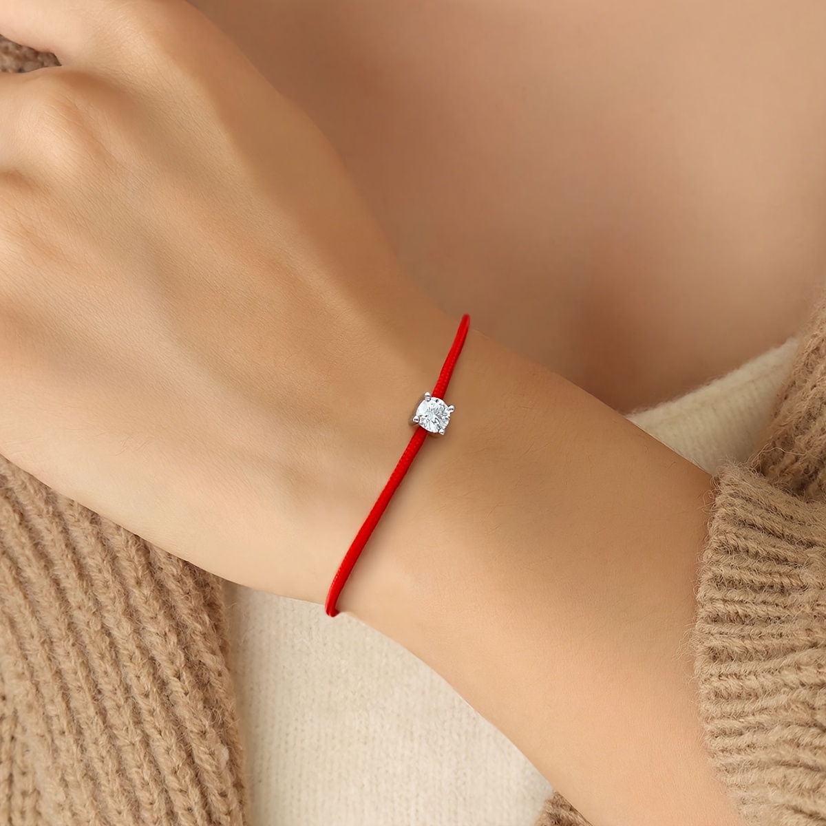 Image of Shining 0.5ct Moissanite Bracelet 925 Sterling Silvery Braided Bracelet Valentine's Day Gift For Women Best Gift For Lover Silvery Weight About 1g, Moissanite: 0.5ct