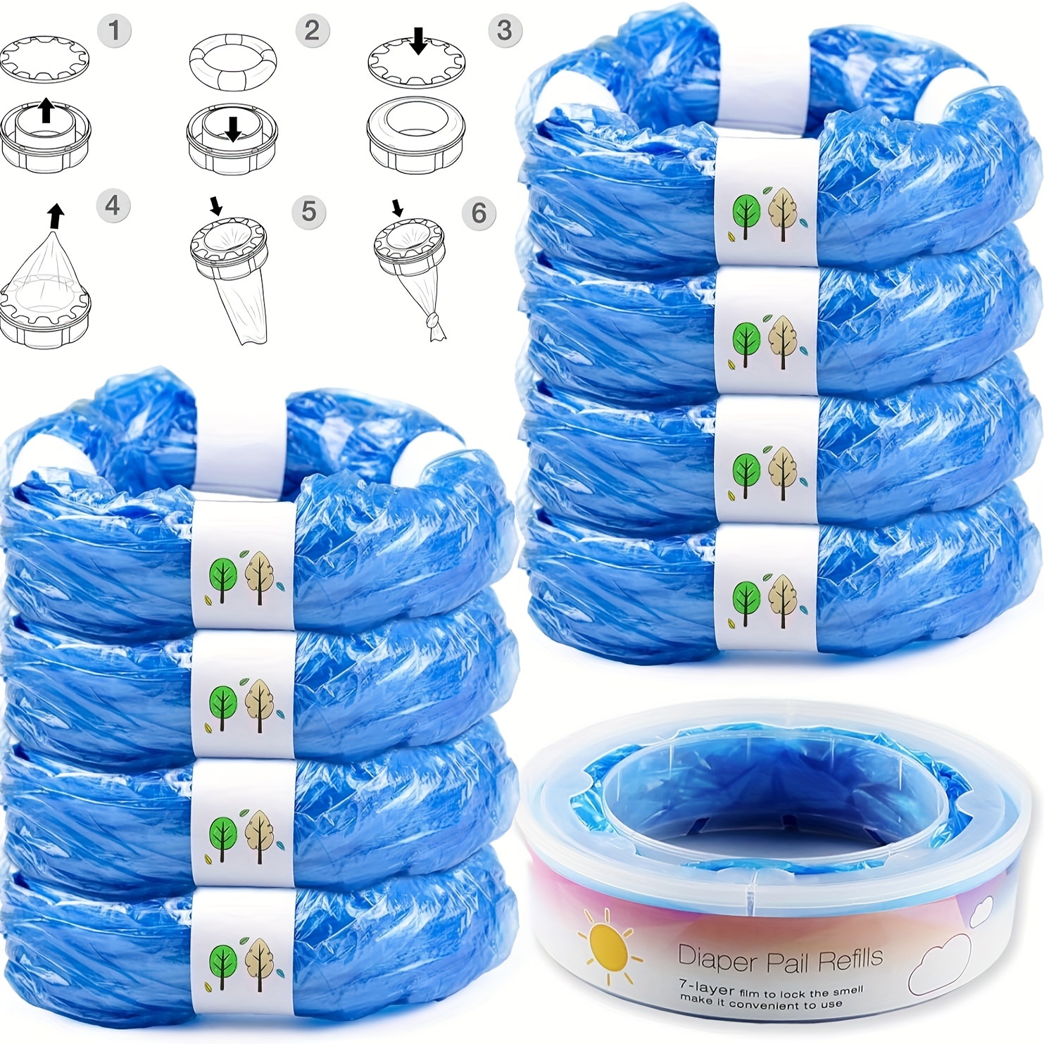 9 packs diaper   diaper   compatible with   and   diaper pails 1 refill cartridge
