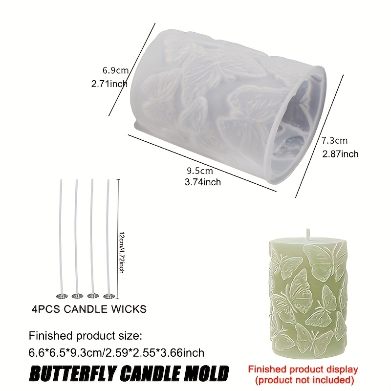 5pcs/set-3d Cylindrical Candle Silicone Mold With 4 Candle Wicks, Epoxy Resin Silicone Mold Set, Candle Soap Mold Rose Plum Windmill Wave Candle Aromatherapy Mold