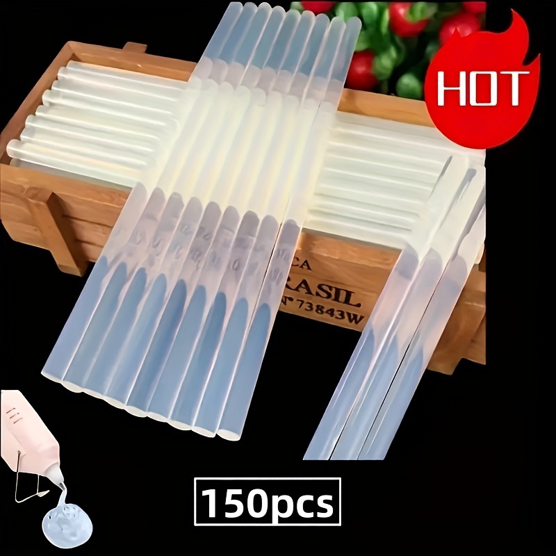 TEMU 150pcs Ultra Clear Silicone Hot Glue Sticks - Non-toxic, Smooth & Smokeless For Diy Crafts, Woodworking | Compatible With Most Glue