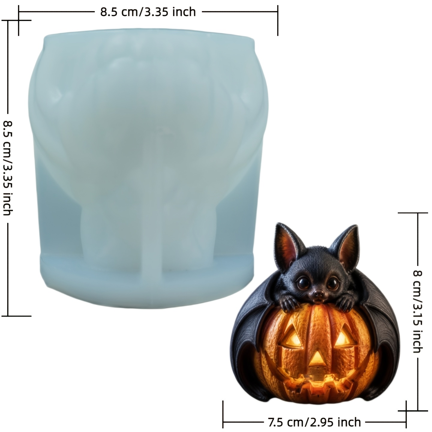 TEMU 3d Cute Spooky Bat Hugging Jack O Lantern Pumpkin Silicone Mold, Clay Mold, Suitable For Making Gothic Vampire Bat Novelty Candle, Halloween