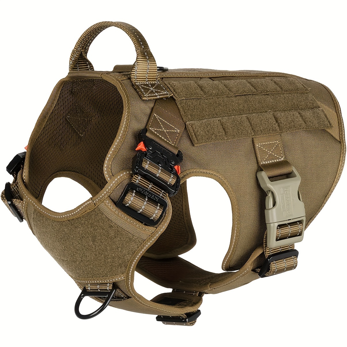 

Tactical Dog Harness For Small To Large Dogs, Military-grade Molle Vest With Metal Buckles, Handle And No-pull Front Leash Clip, Adjustable Heavy-duty Working Harness