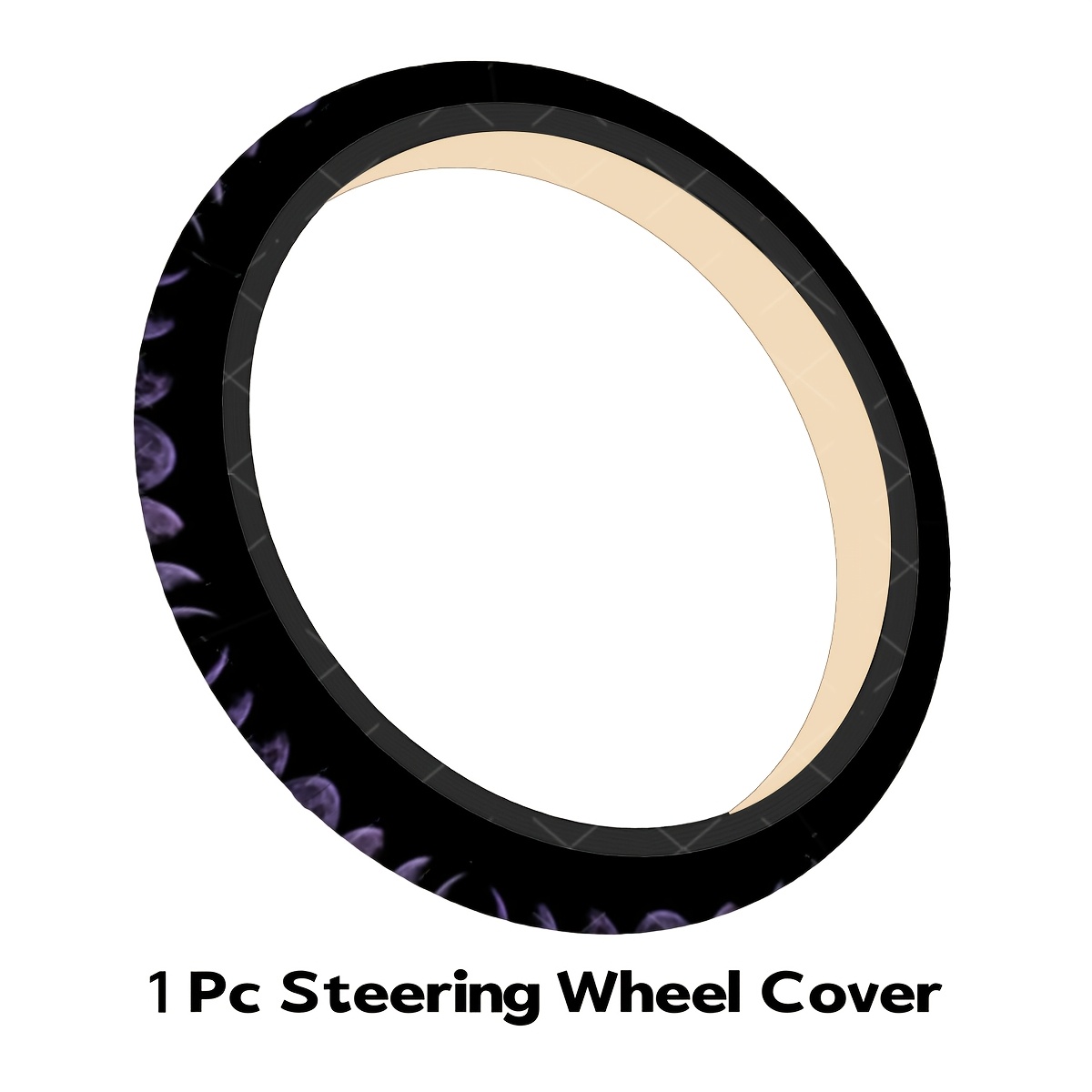TEMU Moon Phases Universal Fit Steering Wheel Cover, Mysterious Style, Universal Fit For Cars And Suvs, Use, Durable Anti-slip Design, , No , Car