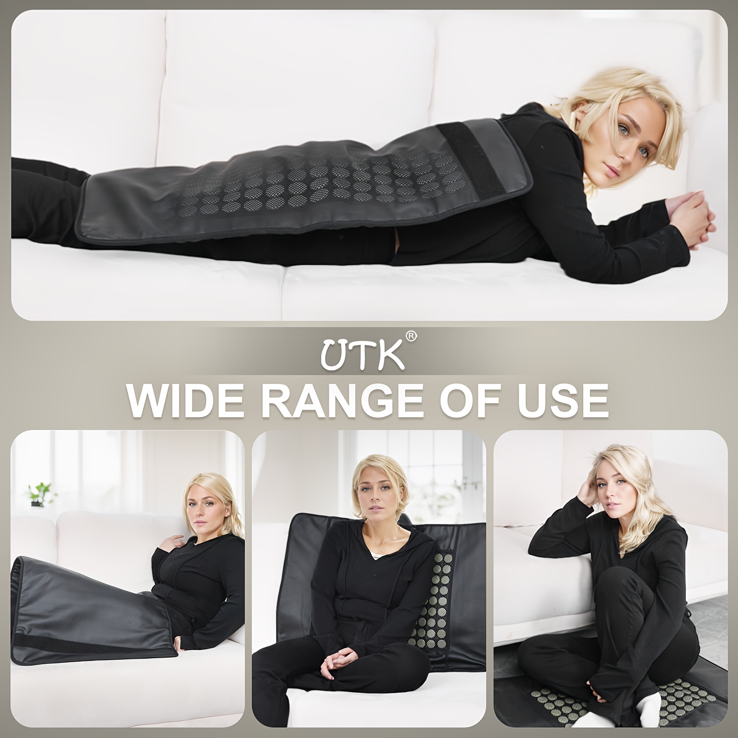 utk heating pad for back with auto shut-off & memory function, 23.5 x16 large heating pad with adjustable temperature (104°f-140°f),   protection & portable travel bag - pu heating pad for lower back, neck, shoulders - ideal gift for  , 110v-130v us plug (battery-powered design not included), heating pad for back electric, back heating pad, heating pad for back   women, heat pad for back, handheld electric heater, heating pad for body relaxation, continuous Product details 4