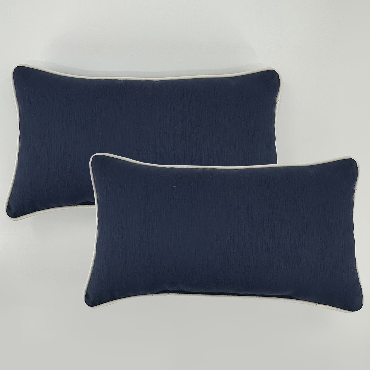 item picture 2pcs beige and blue lumber pillow outdoor high quality and proof rectangular pillow white and     waist pillow for chair couch bed car 20 11 inch 2pcs cover with filler
