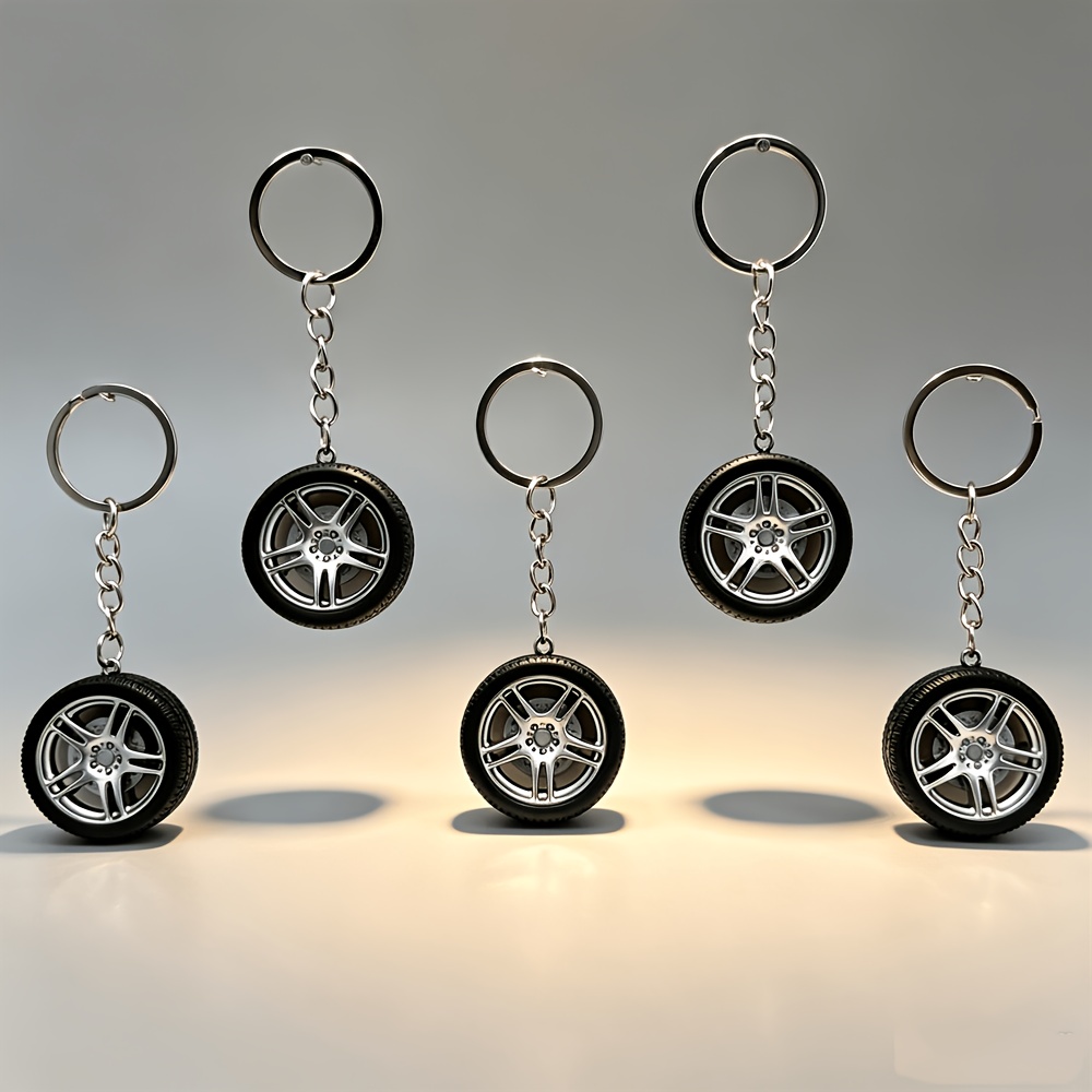 TEMU 5pcs Large Tire Pendant Charms, Diy Pendant Charm With 4-link Chain For Luggage, Keychain. Small Holiday Decorative Pendants For Shoes, Hats,