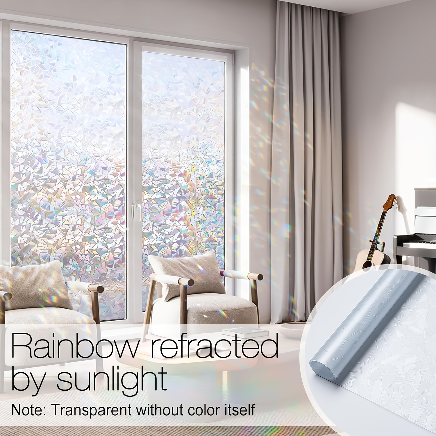 TEMU 2d Flat, 2d Flat Printing Glass Window Decal, Self-adhesive Pvc Glass Static Window Film Window Sticker, Suitable For Bathroom And Toilet