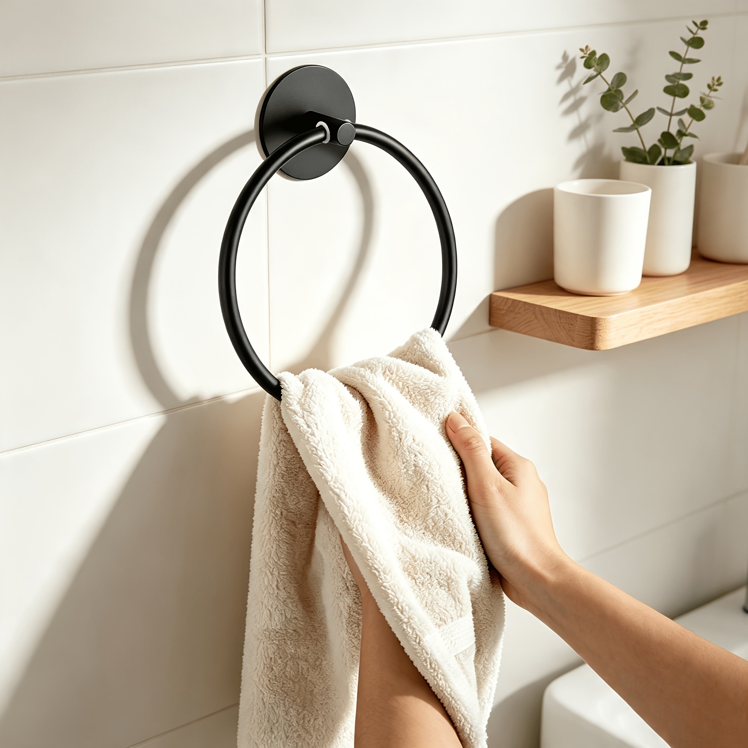 TEMU Soporte Adhesivo para Toallas de Baño, Toallero de , Barras de Toallas Negras/Plateadas para Baño/Cocina/Escritorio, Accesorios de Baño,