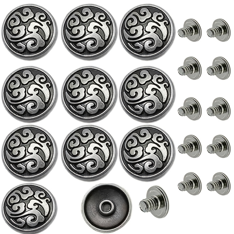 TEMU A Set Of 10 With 10 Screws And 20pcs Of Round Money-attracting Decorative Rivet Buckles For Installing Screws