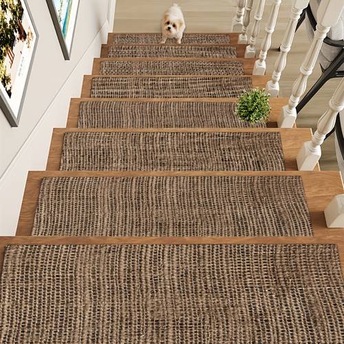 2d flat coarse linen textured non slip made of soft material comfortable to the and versatile noise reducing friendly for the elderly children and pets suitable for villa stairs duplex stairs and apartment stairs