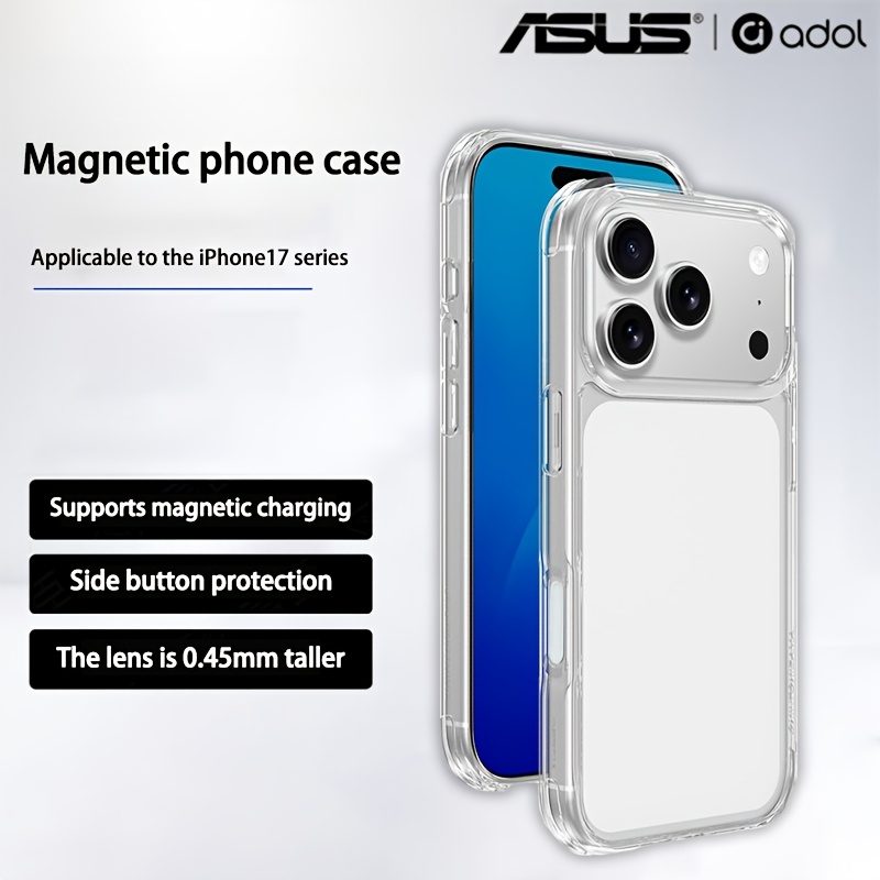 TEMU Phone Case: Asus Is Suitable For Iphone17promax/iphone17pro, Magnetic Charging Mobile Phone Case, Transparent, Thin, Anti-fall Protection Shell,