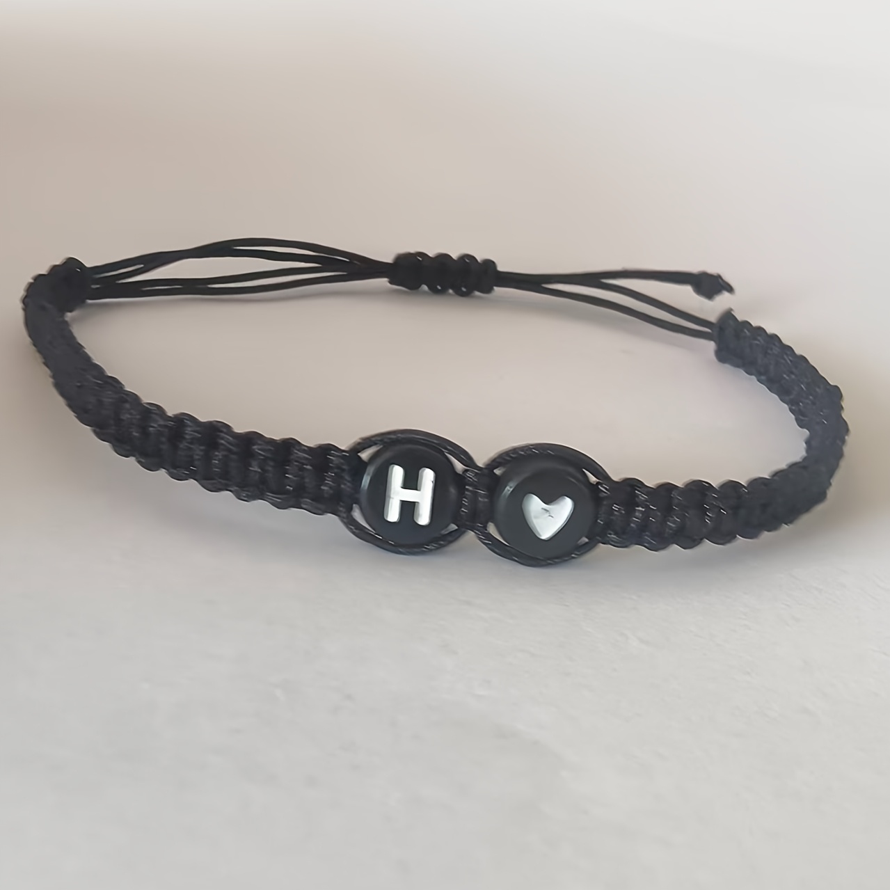Stylish Adjustable Black and White Heart Couple's Letter Bracelet