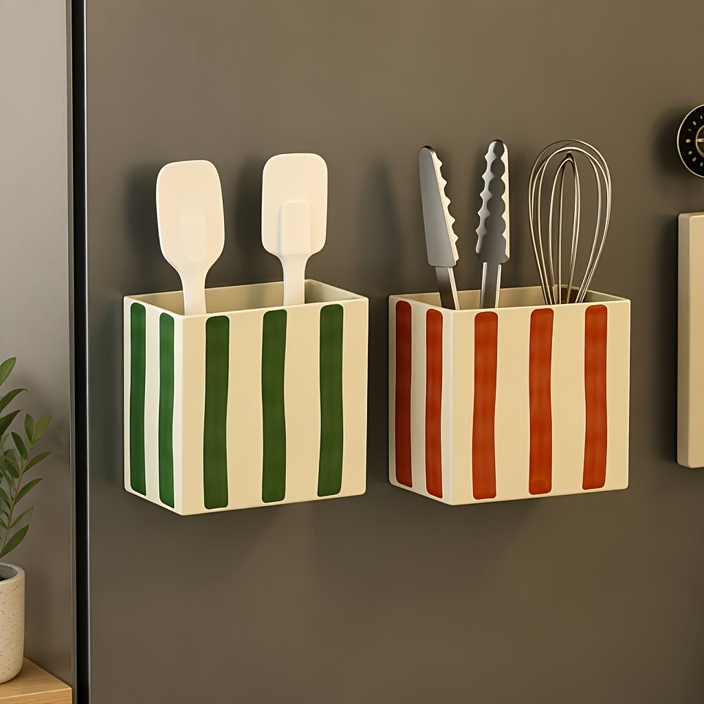 TEMU Set scatole assorbenti magnetiche a righe per frigorifero - Portaoggetti magnetico da cucina, organizzatore per bottiglie di spezie, scatola