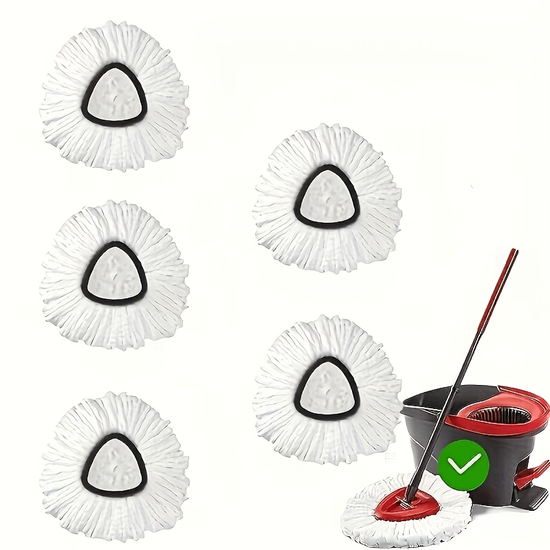 TEMU 5 And 10 Fiber Rotating Mop Replacement Head Sets, White, Washable And Durable Mop Cloth, Can Clean Floors - Suitable For Dry And Wet Cleaning