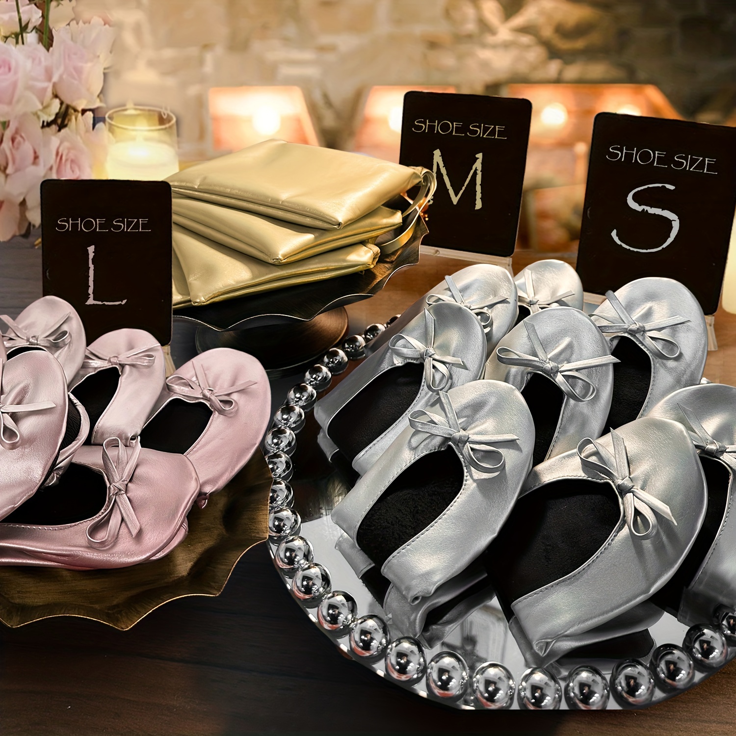 womens foldable portable ballet flats soft sole roll up slippers slip oncomfy ancing flat shoes for travel wedding driving with bowknot purse carrying pouch bag women shoes