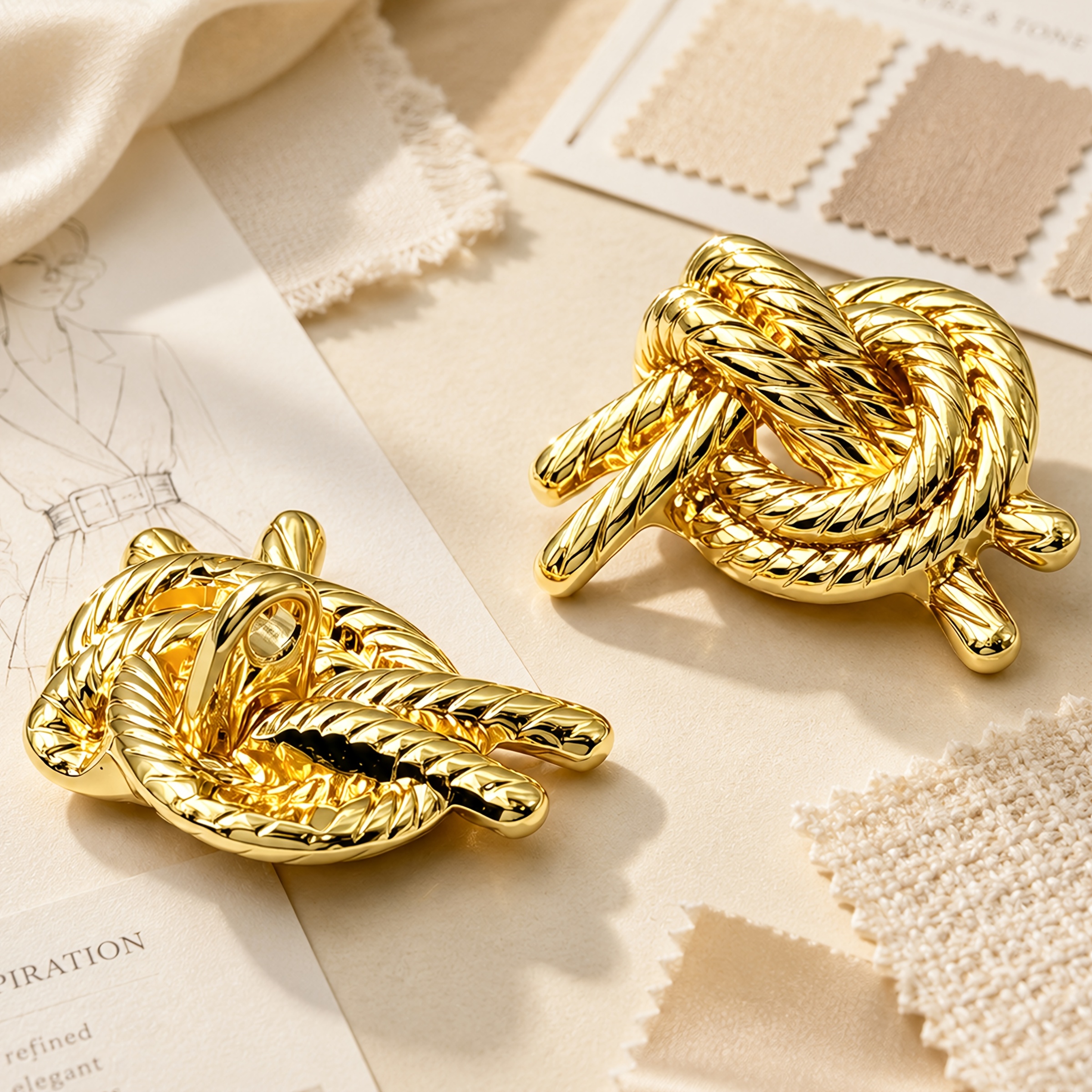 TEMU Lot de 5 boutons de couture métalliques à nœud doré de 23 mm pour manteaux, blazers, cardigans, remplacement de vêtements et loisirs créatifs