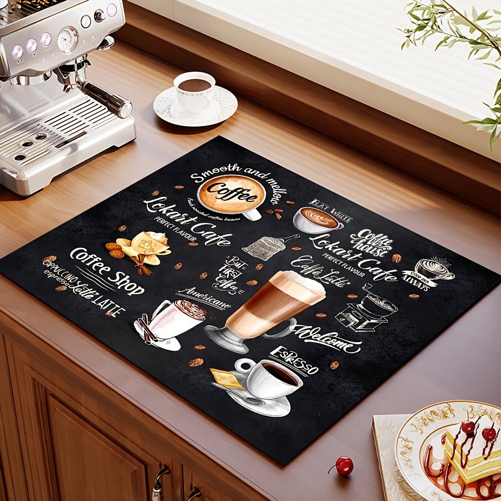 1pc coffee machine desktop placemat   pattern vintage bohemian style   mud table mat utensil drying mat countertop   coffee machine table mat suitable for apartment kitchen coffee bar scene tabletop use