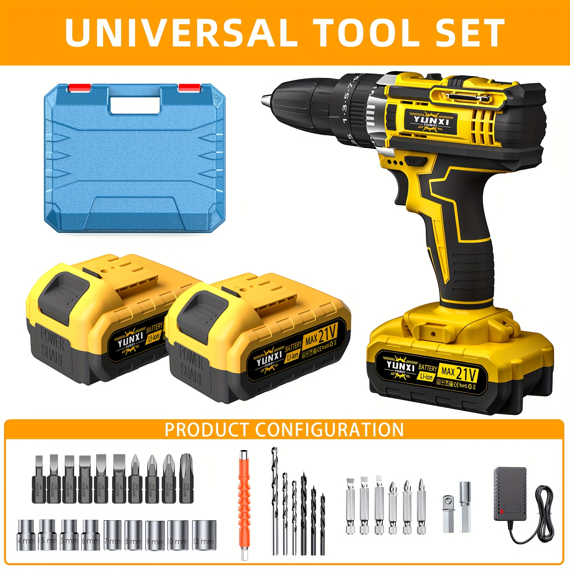 Draadloze elektrische lithiumboor met hoog vermogen voor huisdecoratie, eenvoudig te gebruiken