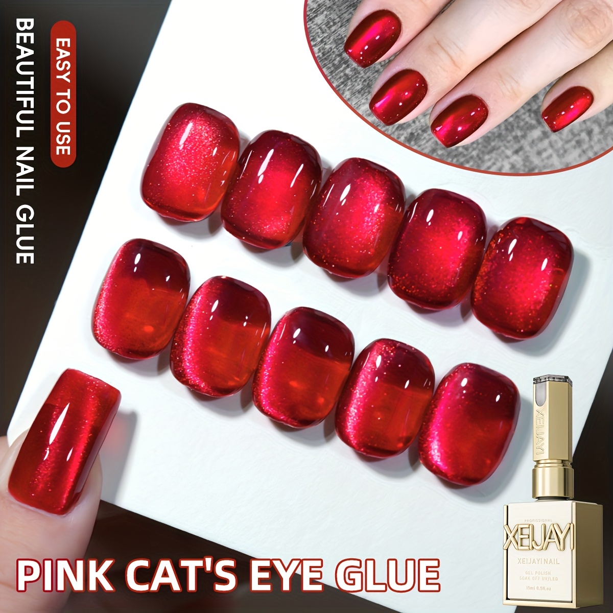 Image of Spring Nail Cat Eye Nail 2025 Holographic Nail Art 15ml Reflective Cat Eye Magnetic Nail Gel Soak Led Gel Salon Women's Nail Art Tools Art Gel