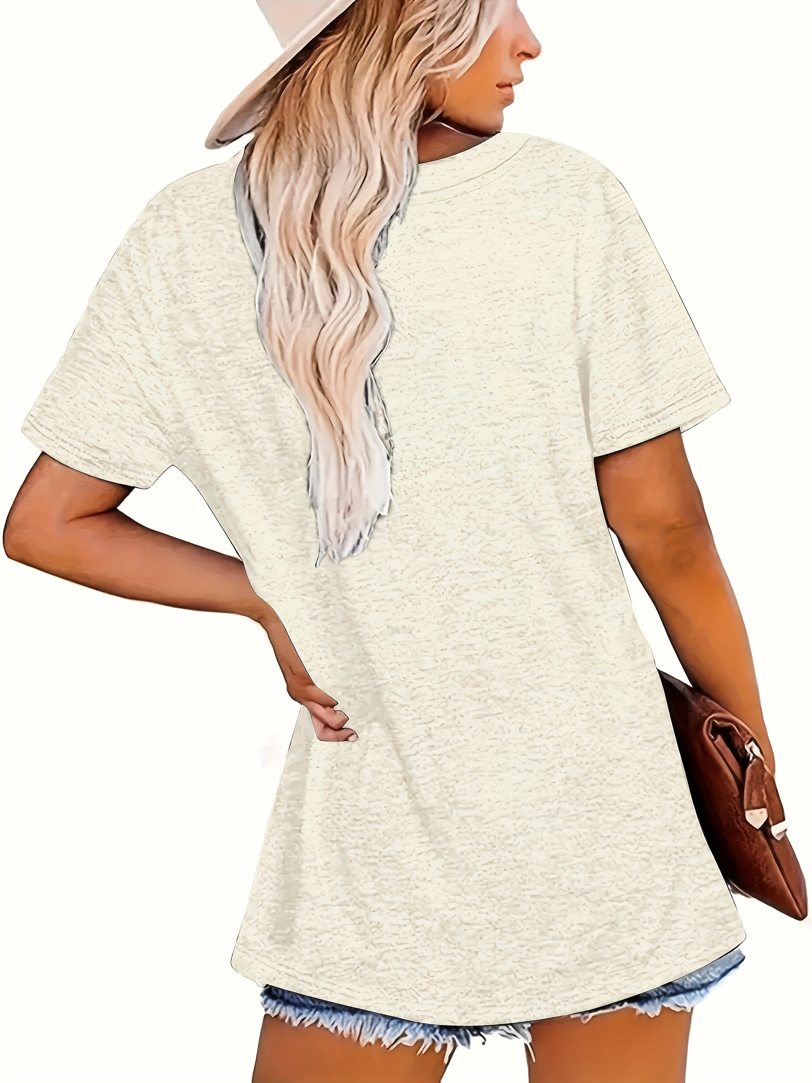2024 Cross-border European and American Women's Round Neck Loose Fit Short Sleeve Casual Top Layering T-Shirt