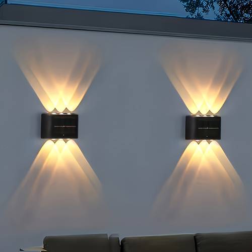 1 2pcs solar led exterior wall light outdoor solar spotlight landscape balcony exterior wall decorative solar wall light outdoor exterior wall light wall mounted light dusk to dawn suitable for outdoor garden wall wall light
