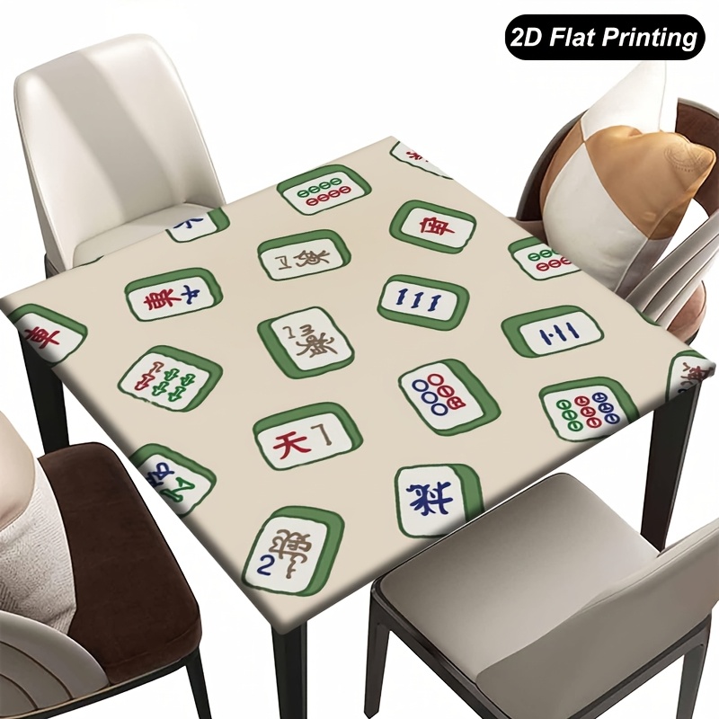 TEMU 1pc Square Tablecloth Made Of Polyester, Mahjong Pattern 36x36 Inch Suitable For Holiday Use Kitchen Dining Room Indoor Settings And Outdoor