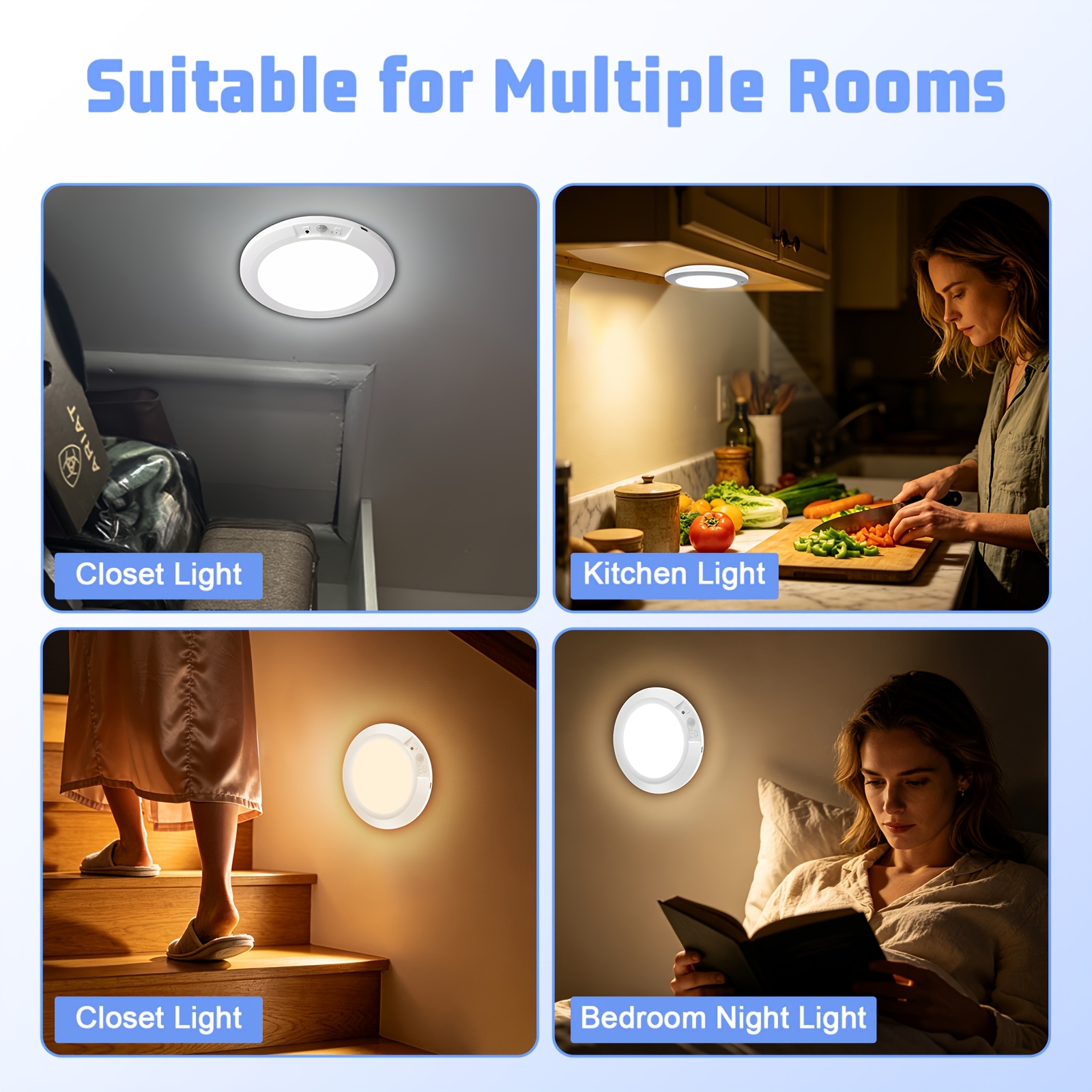 Remote-Controlled Magnetic Wireless Ceiling Light with Rechargeable Battery