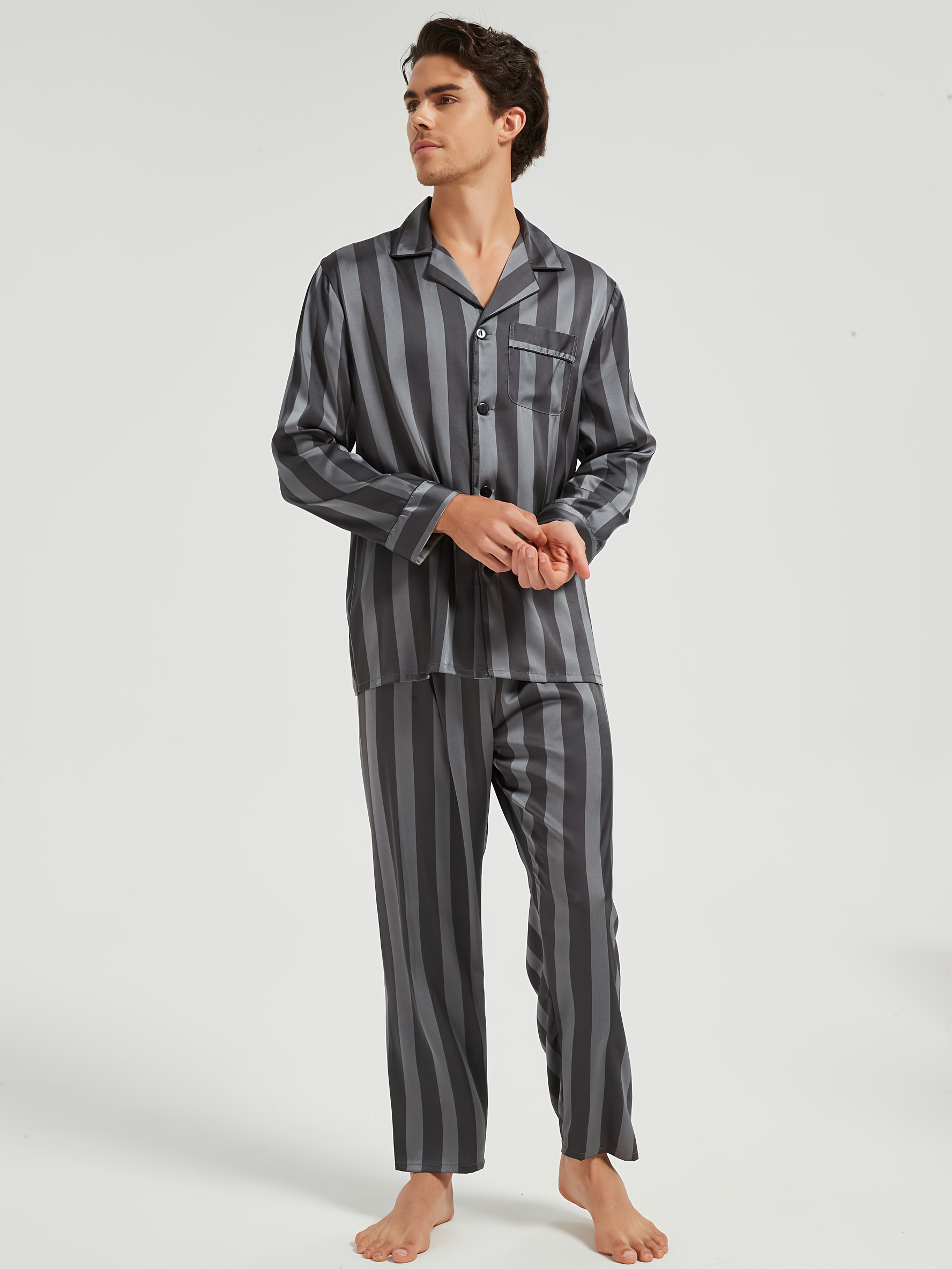 conjunto pijama estiloso hombre color rayas Temu Ecuador