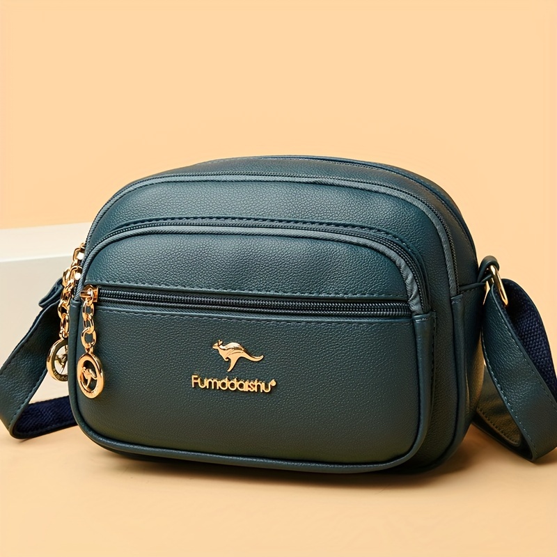 Stylish Women's Crossbody Bag with Golden-Tone Hardware Multiple  Compartments Black, Casual Everyday Bag Functional Fashion Zip