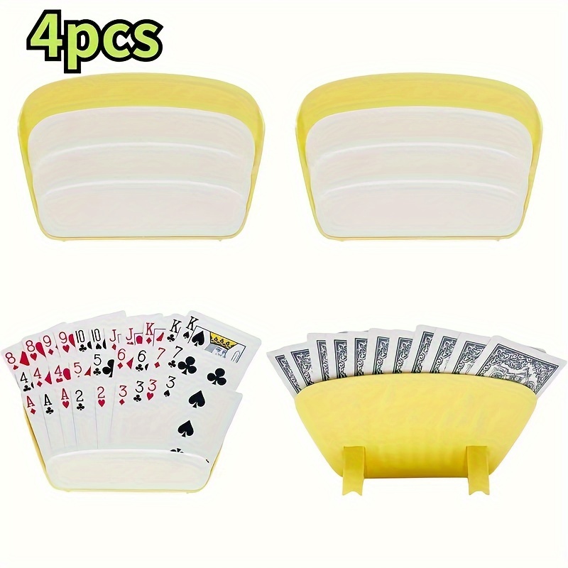 

4-pack Plastic Card Holders For , Playing Cards, Family , Parties - Card Stand For Adults, Teens 14+ - Yellow